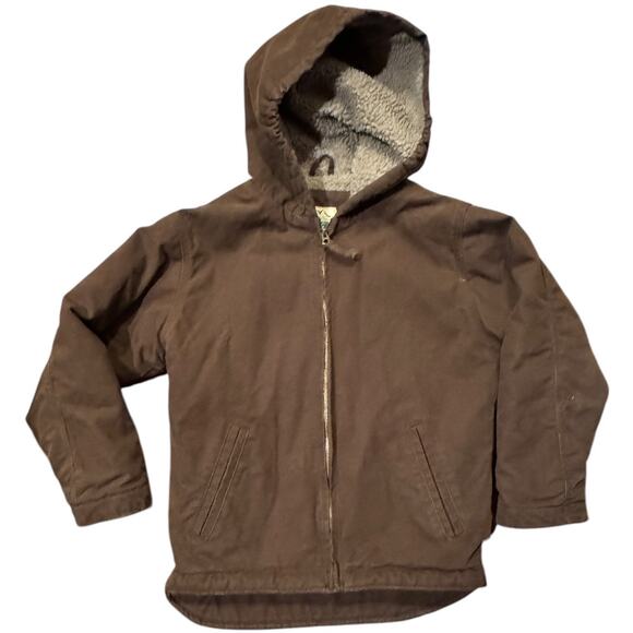 BLUE MOUNTAIN Sherpa lined jacket hooded in brown size medium - Picture 12 of 12